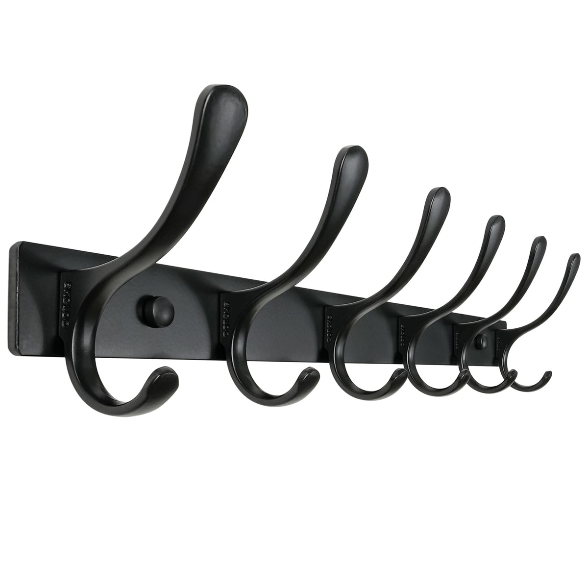 SKOLOO Coat Rack Wall Mounted - 6 Hooks, Heavy Duty, Stainless Steel, Metal Wall Coat Hanger, Sturdy Wall Hooks for Hanging Coat, Jacket, Clothes