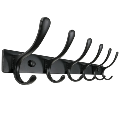 SKOLOO Coat Rack Wall Mounted - 6 Hooks, Heavy Duty, Stainless Steel, Metal Wall Coat Hanger, Sturdy Wall Hooks for Hanging Coat, Jacket, Clothes