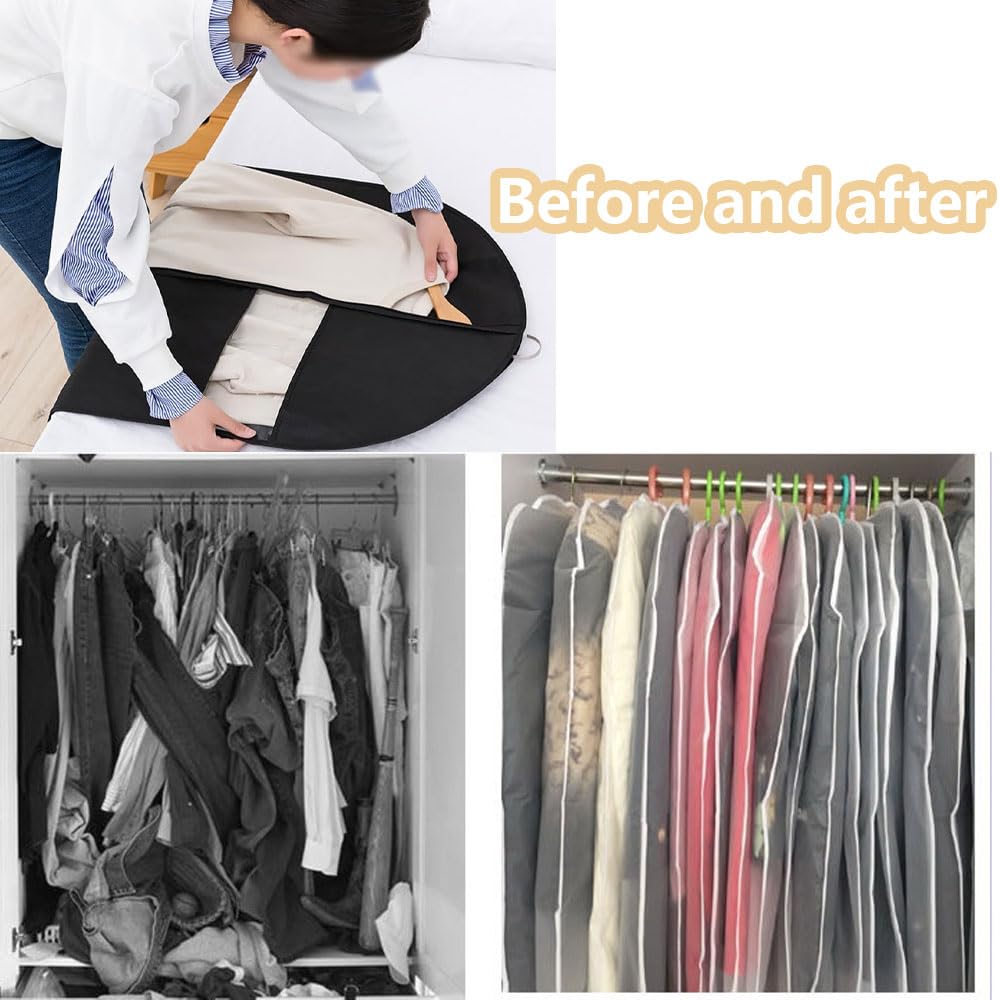 Heucadup suit bags for men 5 Pieces suit covers for men 120 x 60 cm garment bags with Zipper dress bag, clothes covers, garment covers for clothes