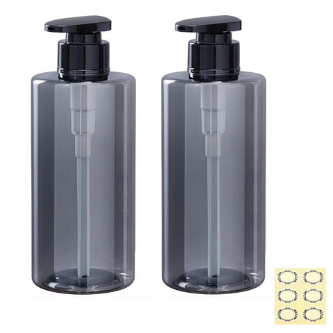 Apstaqeoo 2Pcs 500ml/17oz Empty Pump Bottle Dispensers - Refillable Plastic Shampoo Bottle Hand & Dish Soap Dispenser with pump