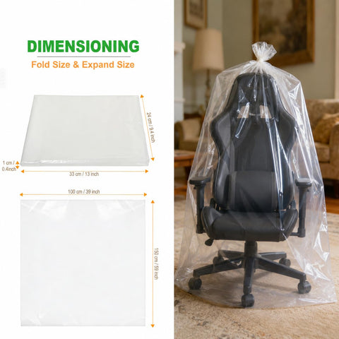 Extra Large Clear Plastic Bags - 100 x 150cm 10 Pack Heavy Duty Large Plastic Storage Bags with Zip Ties