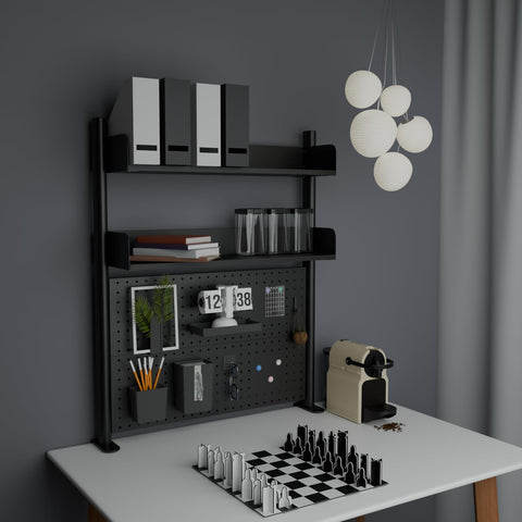 Boltmol Clamp on 2 Tier Desk Shelf,Black 80CM, Desktop Organizer With Pegboard, Countertop Storage Bookcase For Home, Office Or Dorm