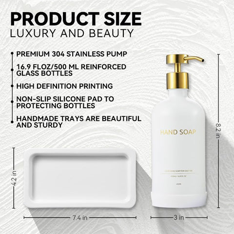 Janxin 2pcs 500ml Glass Bottles, Washing Liquid Dispenser, Shampoo and Conditioner Bottles, Soap Dispensers