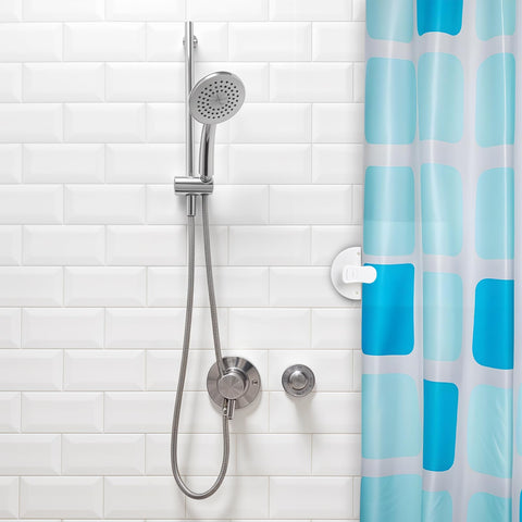 Thinp 4 Pack Shower Curtain Clips Shower Windproof Showers Curtains Weights Self Adhesive Showers Curtains Clips for Home Inside Splash Water Wall