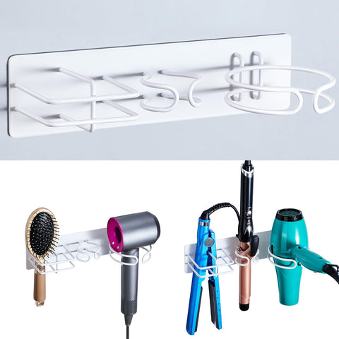 YYBO Hair Dryer and Straightener Holder Wall Mount Hair Dryer Holders, 3 in 1 Bathroom Hair Tool Organiser for Curling Iron