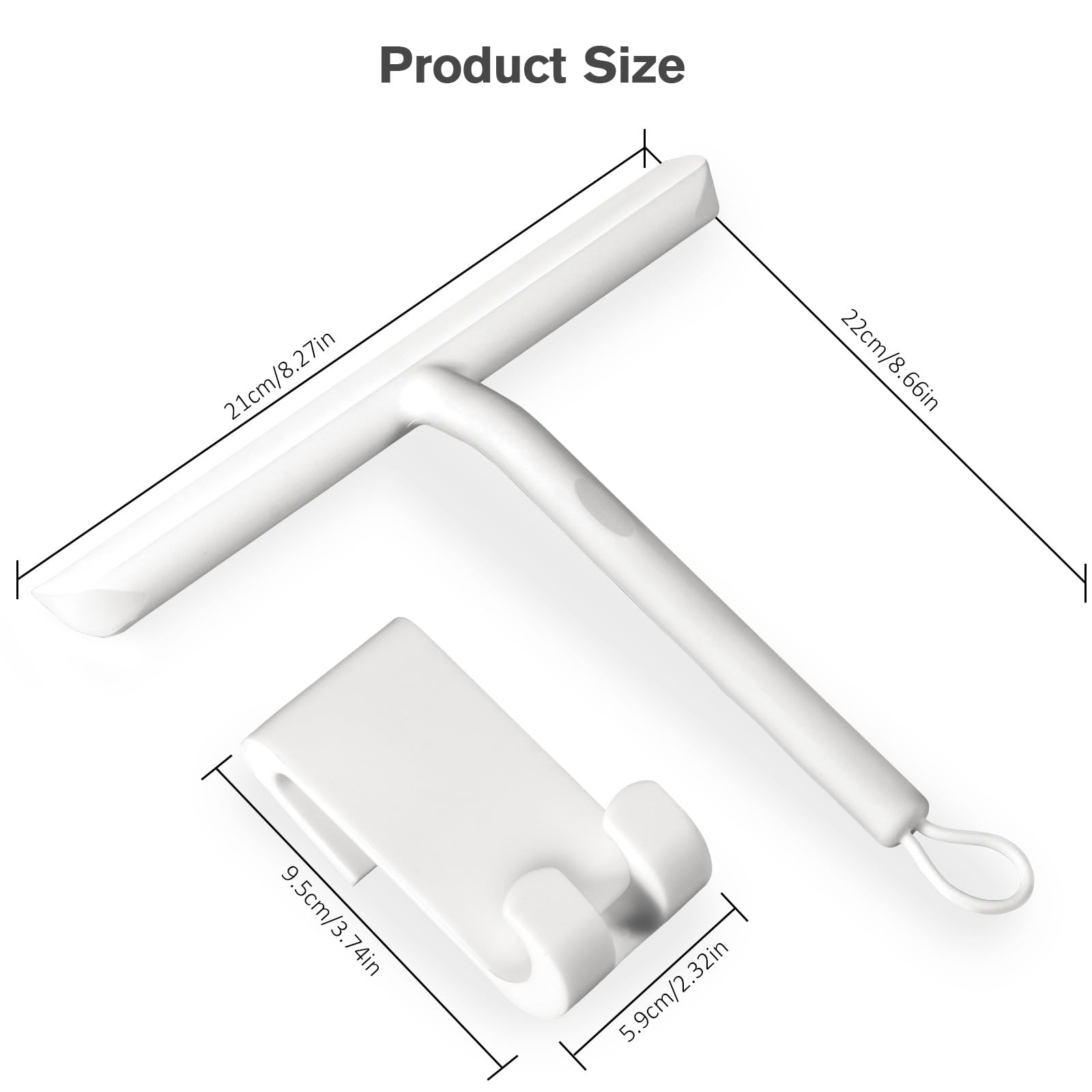 Vinabo Shower Squeegee for Shower Doors,Silicone Squeegee Shower Cleaner with Hook,Bathroom Shower Wiper