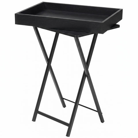 HOOBRO Folding TV Tray Table for Eating, Snack Dinner Side Table with Removable Serving Tray, Foldable Bedside Occasional Coffee Table