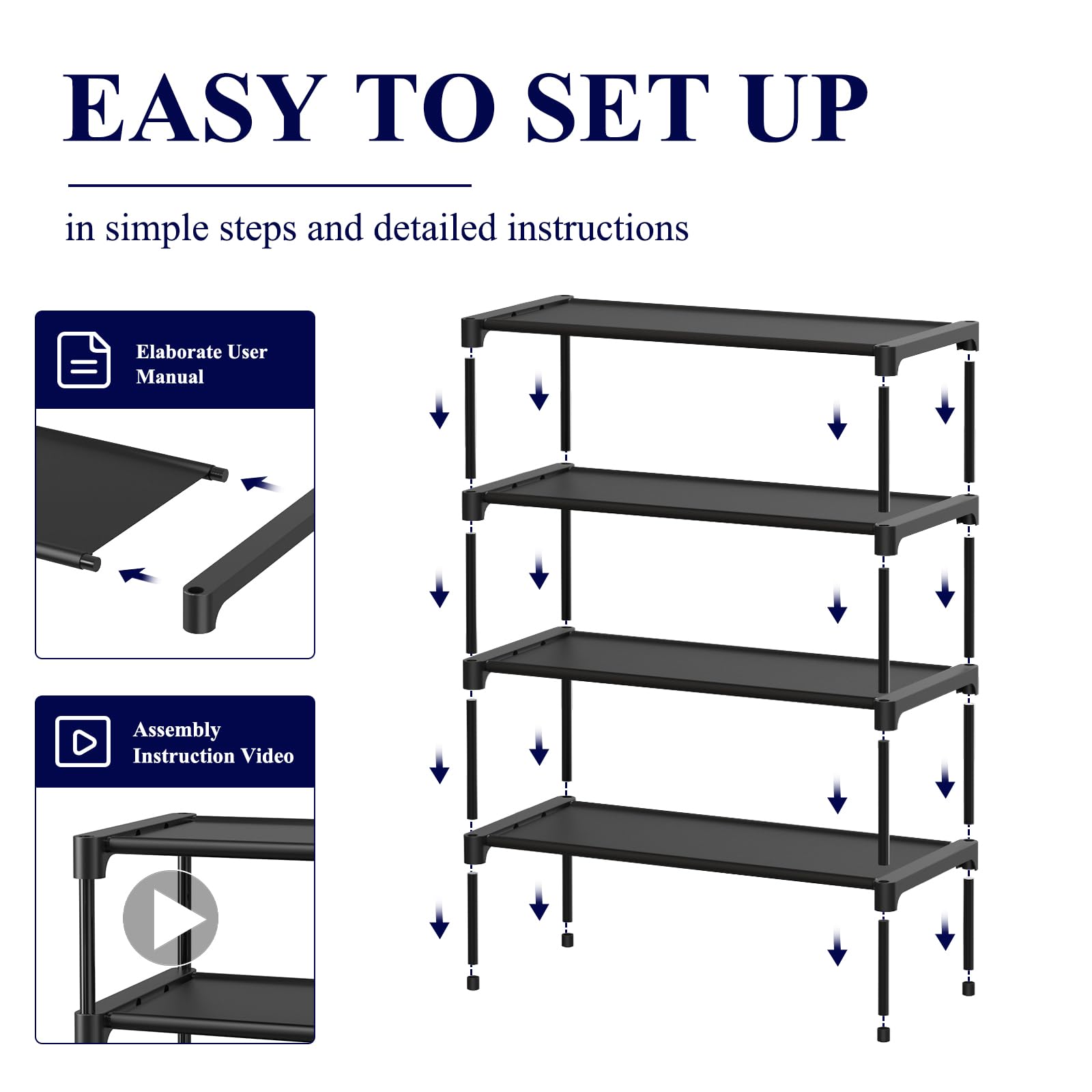 Kitsure Premium Non-Woven Shoe Rack Shelf, 70 x 30 x 62 cm, Black