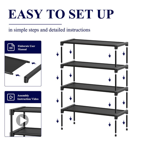 Kitsure Premium Non-Woven Shoe Rack Shelf, 70 x 30 x 62 cm, Black