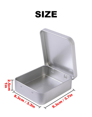 LJY Hinged Metal Tins, 8 Pack, 93 x 83 x 25 mm, Silver