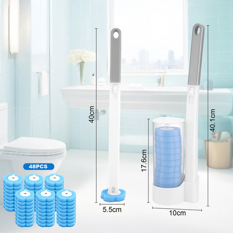 wlich Disposable Toilet Brush, Bowl Toilet Brush with 48 Refills & 1 handle