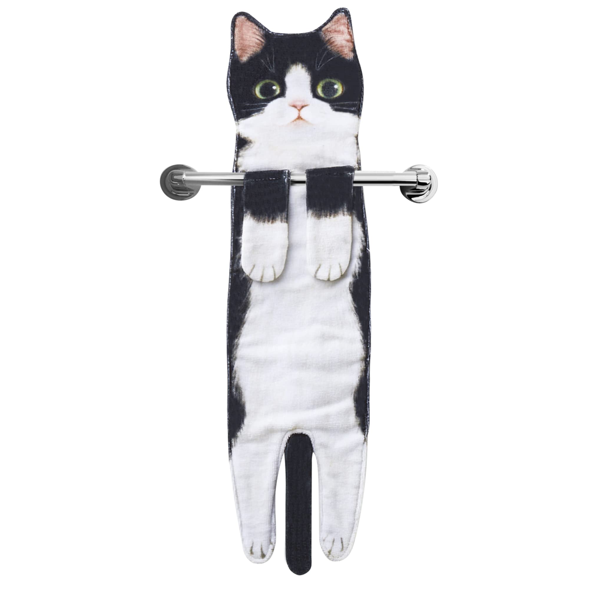 Funny Cat Hand Towels for Bathroom Kitchen, Hanging Decor Gifts for Women