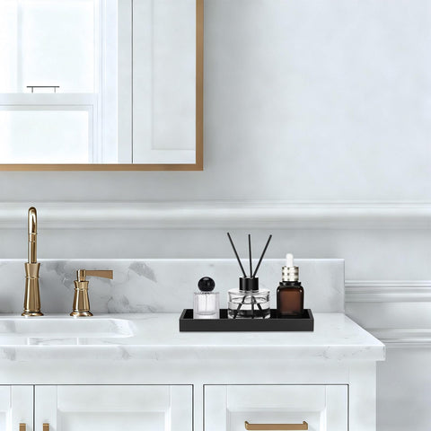 XIATIAN Bathroom Tray, 2 Pcs Bathroom Vanity Tray (Black, 20x10x2 cm)