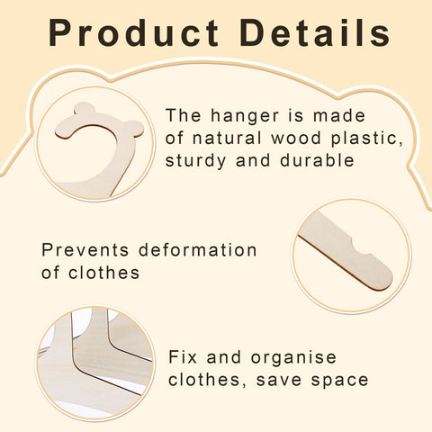 10 Pcs Baby Hangers, Wooden Baby Coat Hangers with Cute Bear Ears, Cute Toddler Infant Children Kids Clothes Hanger