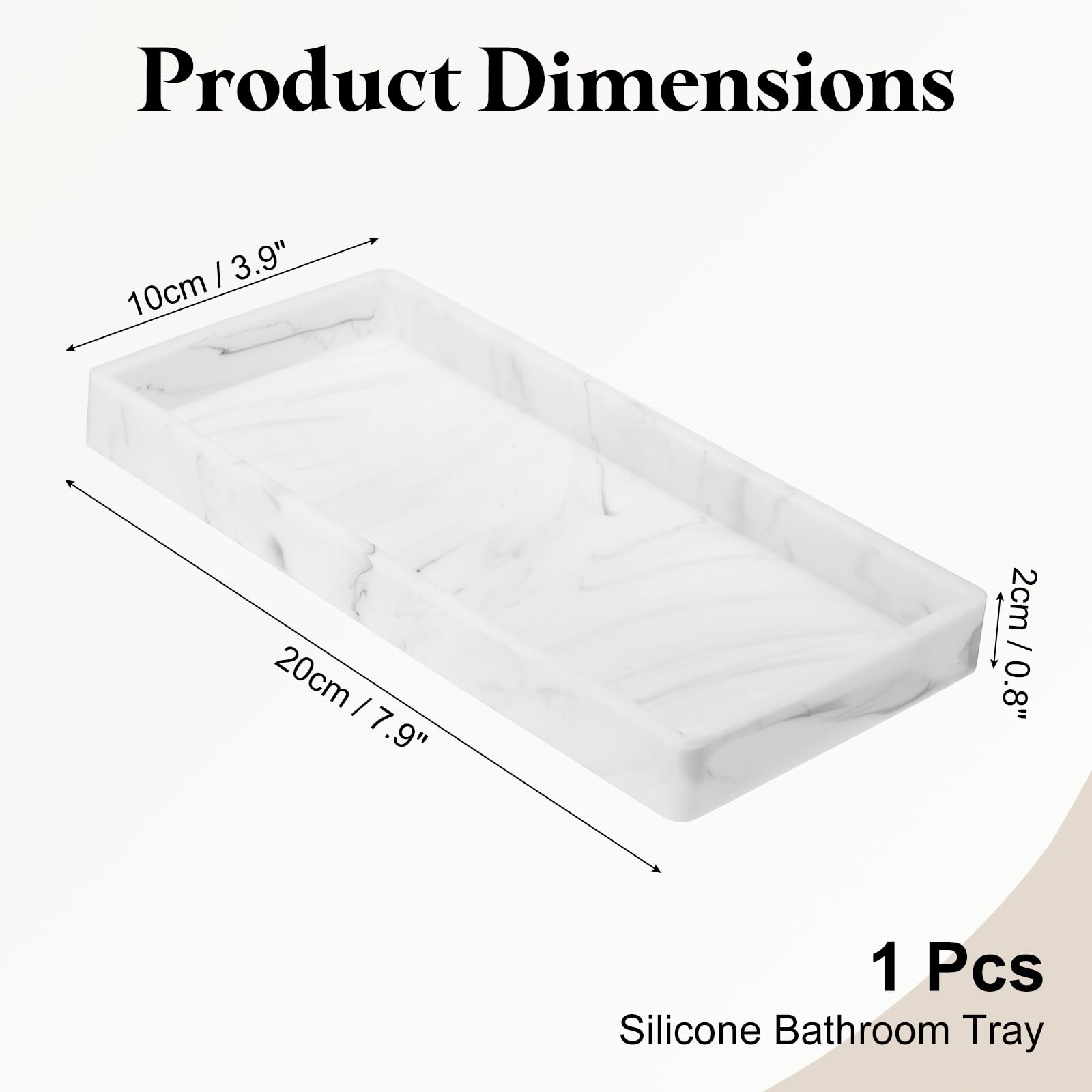 sourcing map Bathroom Vanity Tray, 7.9" x 3.9" Silicone Soap Dispenser Trays, Shatterproof Kitchen Sink Organizer for Soaps Keys Candle Trinket