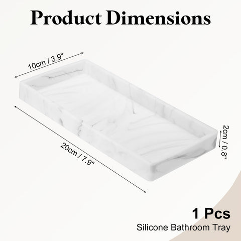 sourcing map Bathroom Vanity Tray, 7.9" x 3.9" Silicone Soap Dispenser Trays, Shatterproof Kitchen Sink Organizer for Soaps Keys Candle Trinket