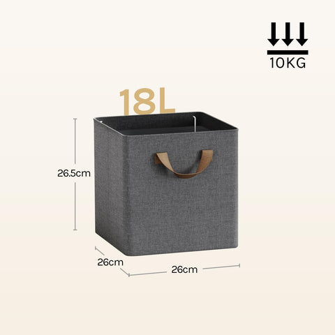 WOLTU Storage Boxes Set of 3, Storage Baskets, Folding Wardrobe Cube Boxes, with Handle and Metal Frame, for Living Room/Bedroom/Study, Linen