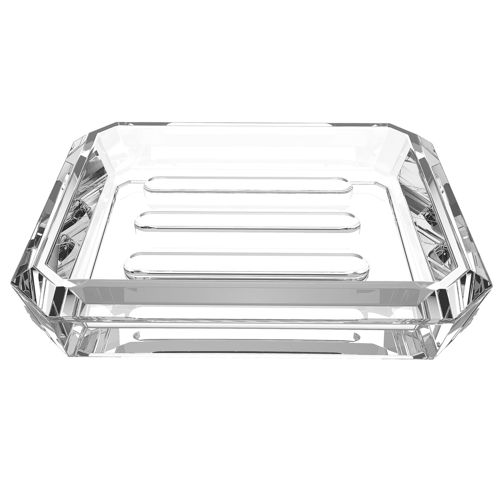 Linkidea Rectangle Glass Bar Soap Dish, Soap Saver Tray for Bathroom Counter, Glass Sponge Dish Holder Case Box for Shower (Clear)