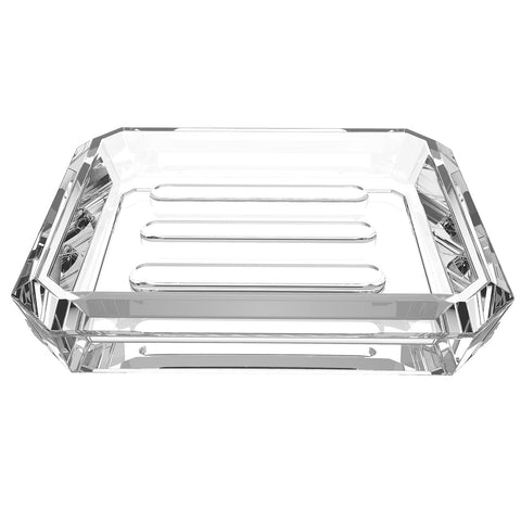 Linkidea Rectangle Glass Bar Soap Dish, Soap Saver Tray for Bathroom Counter, Glass Sponge Dish Holder Case Box for Shower (Clear)