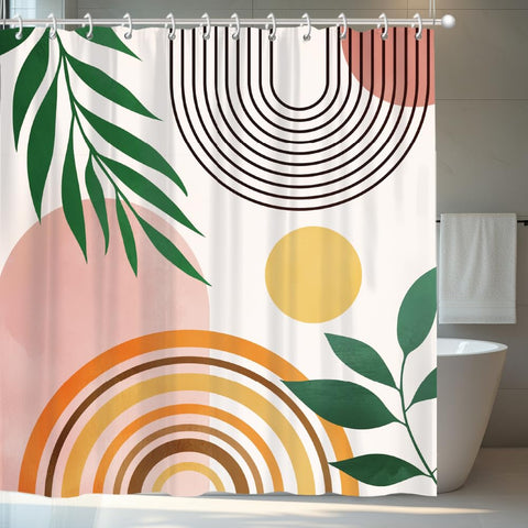 GLASSWINDS Abstract Boho Shower Curtain, Waterproof Fabric Bohemian Shower Curtains for Bathroom