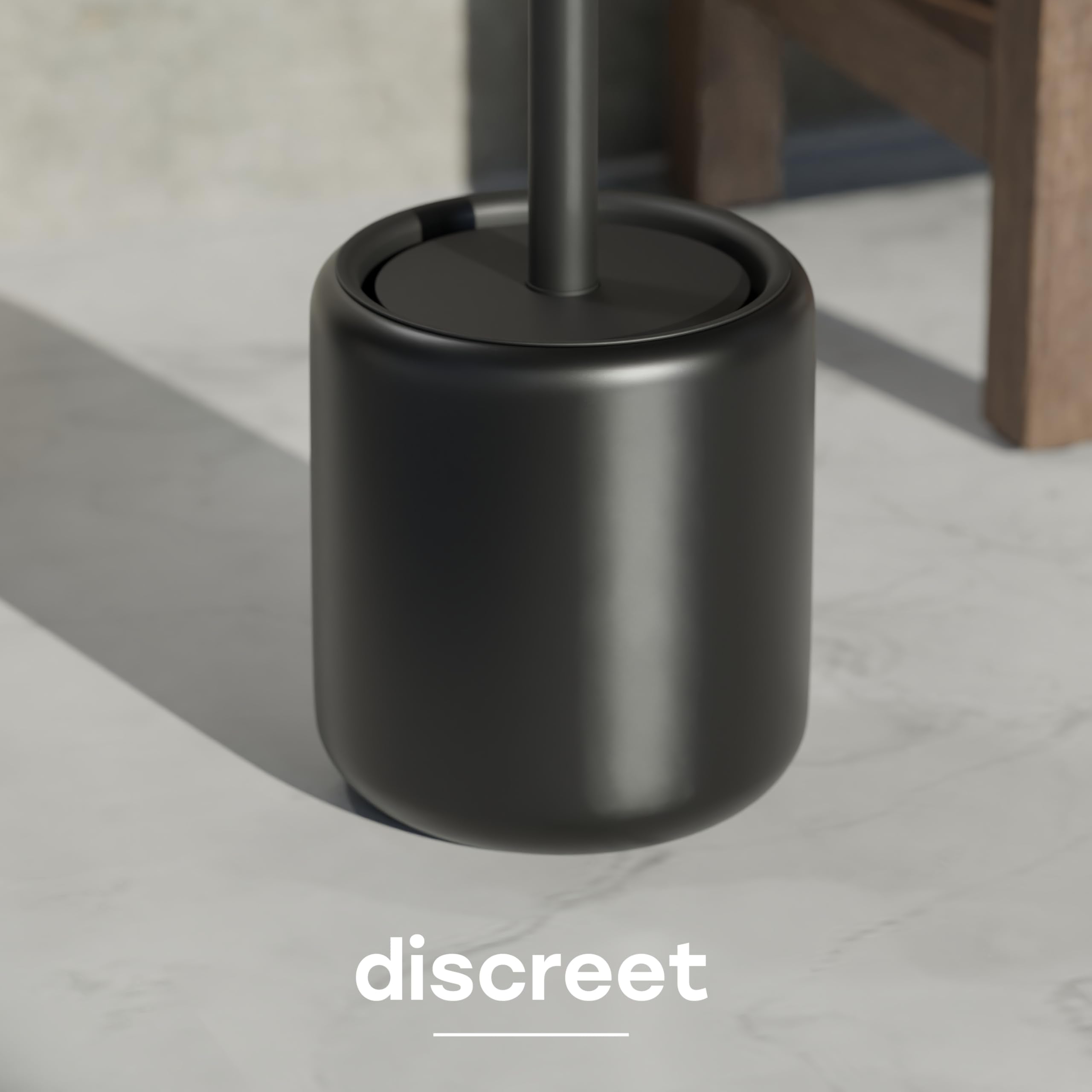 SAVEGA – Black Silicone Toilet Brush with Steel Holder & Lid – Modern WC Brush for Bathroom Hygiene