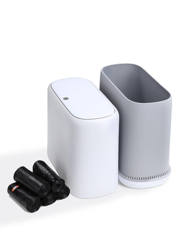 LEGUO Slim Touch Top Bathroom Bin with Lid, White, 11.7L