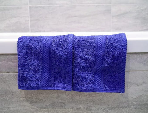Lex's Linens Pack of 2 100% Combed Cotton Royal Blue Towels (Flannels)