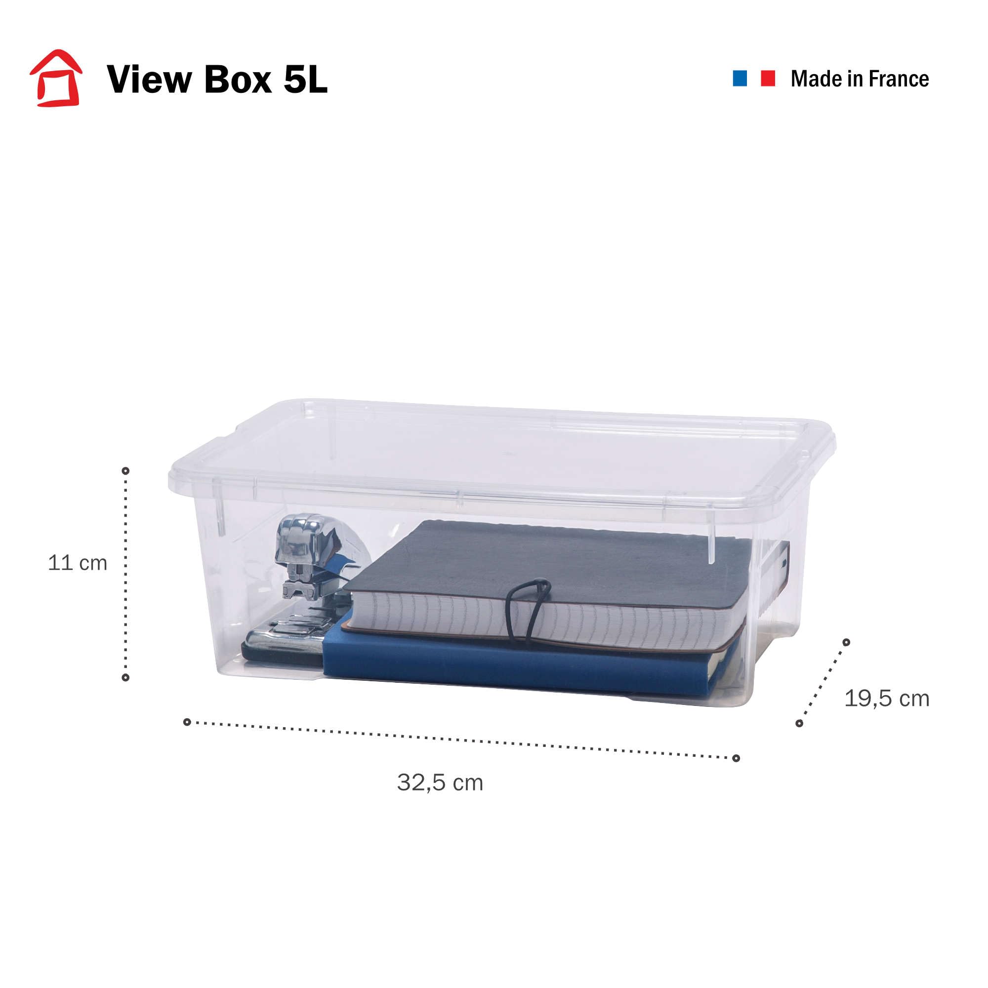 Sundis View Box, Small Plastic Storage Boxes with Lid, Pack of 10, 5L, Stackable and Stackable, Ideal for Cosmetics, Jewellery, Pens, Felts, Sewing