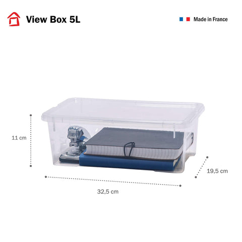 Sundis View Box, Small Plastic Storage Boxes with Lid, Pack of 10, 5L, Stackable and Stackable, Ideal for Cosmetics, Jewellery, Pens, Felts, Sewing