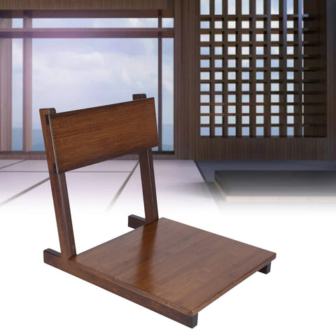 Bamboo Portable Floor Chair, Smoothly Polished Tilt Backrest Tatami Chair, Japanese Legless Floor Seat Chair
