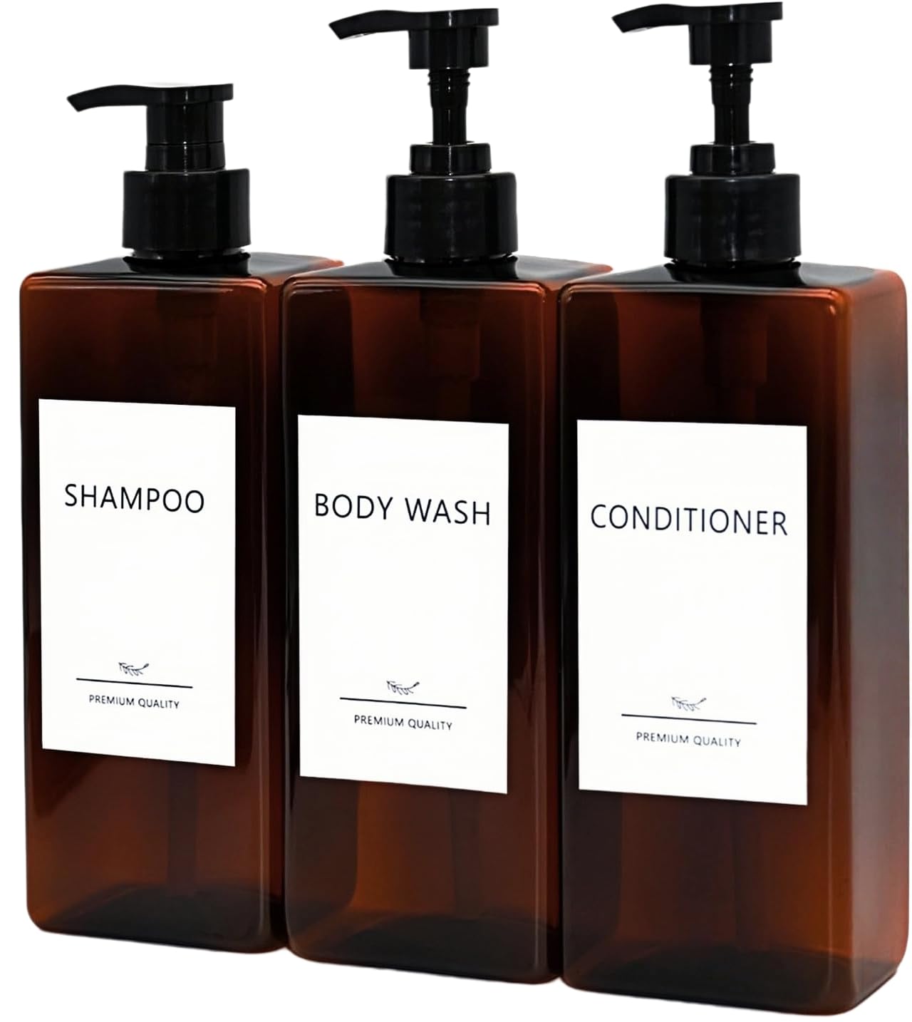 Shampoo and Conditioner Dispenser Set, 3Pack Refillable Shampoo and Conditioner Bottles with Labels