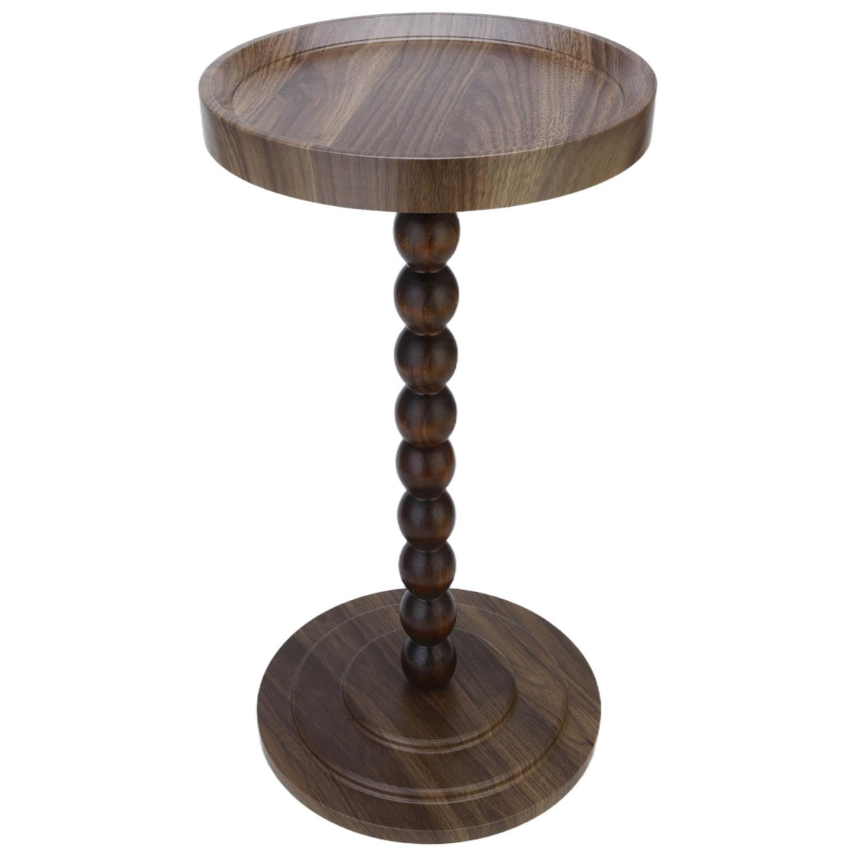 YYW Round Side Table, C Table End Tables for Sofa, Small Bedside Table (Walnut)