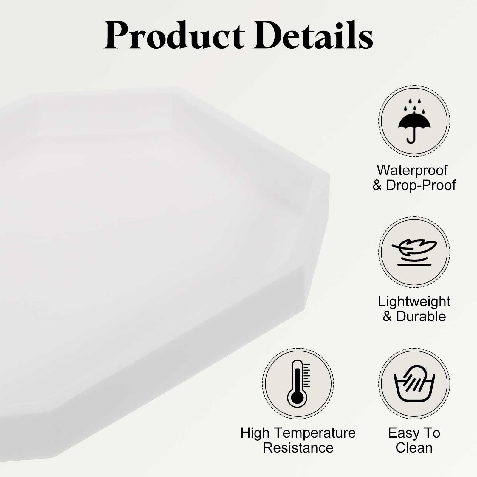 sourcing map 2Pcs Bathroom Vanity Tray, 7.9" x 6" Octagon Silicone Soap Dispenser Trays