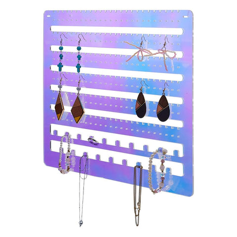 DICOSMETIC Iridescent Acrylic Hanging Earring Organizer Wall Mounted Jewelry Organizer Hanging Jewellry Storage Board Large Capacity Jewelry Holder