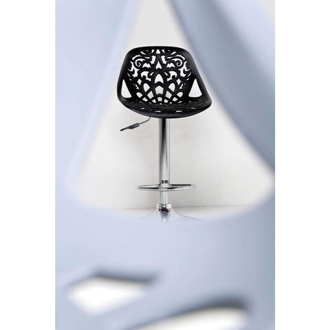 Kare Design Bar Stool Ornament, White, Foot Steel Chromed, Height Adjustable, Rotatable, Counter Stool With Backrest and Footrest