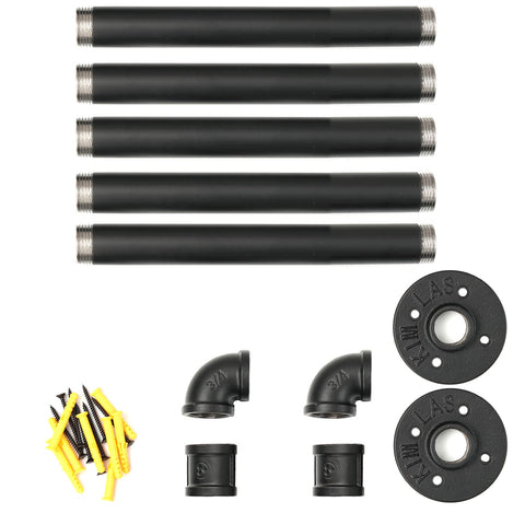 Industrial Pipe Clothing Rack, Wall Ceiling Mounted Clothes Garment Rack 29.1'', Black Iron Pipe Clothes Hanging Bar