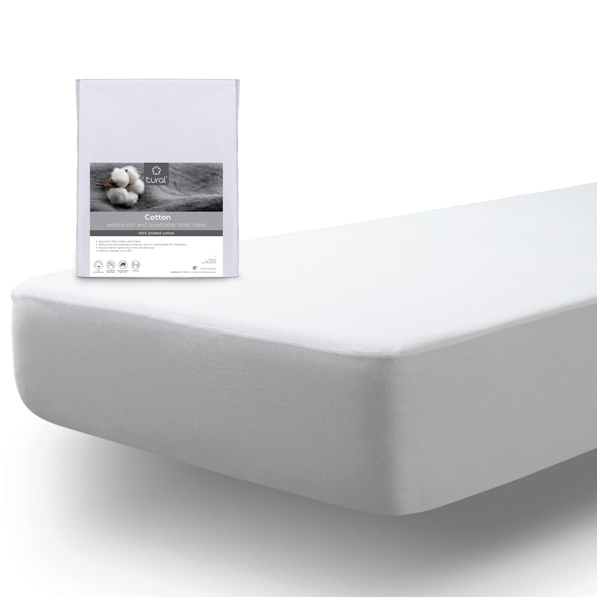 Tural Mattress Cover 140x200cm Double Size 2 in 1 Protector and Fitted Sheet Waterproof and Breathable