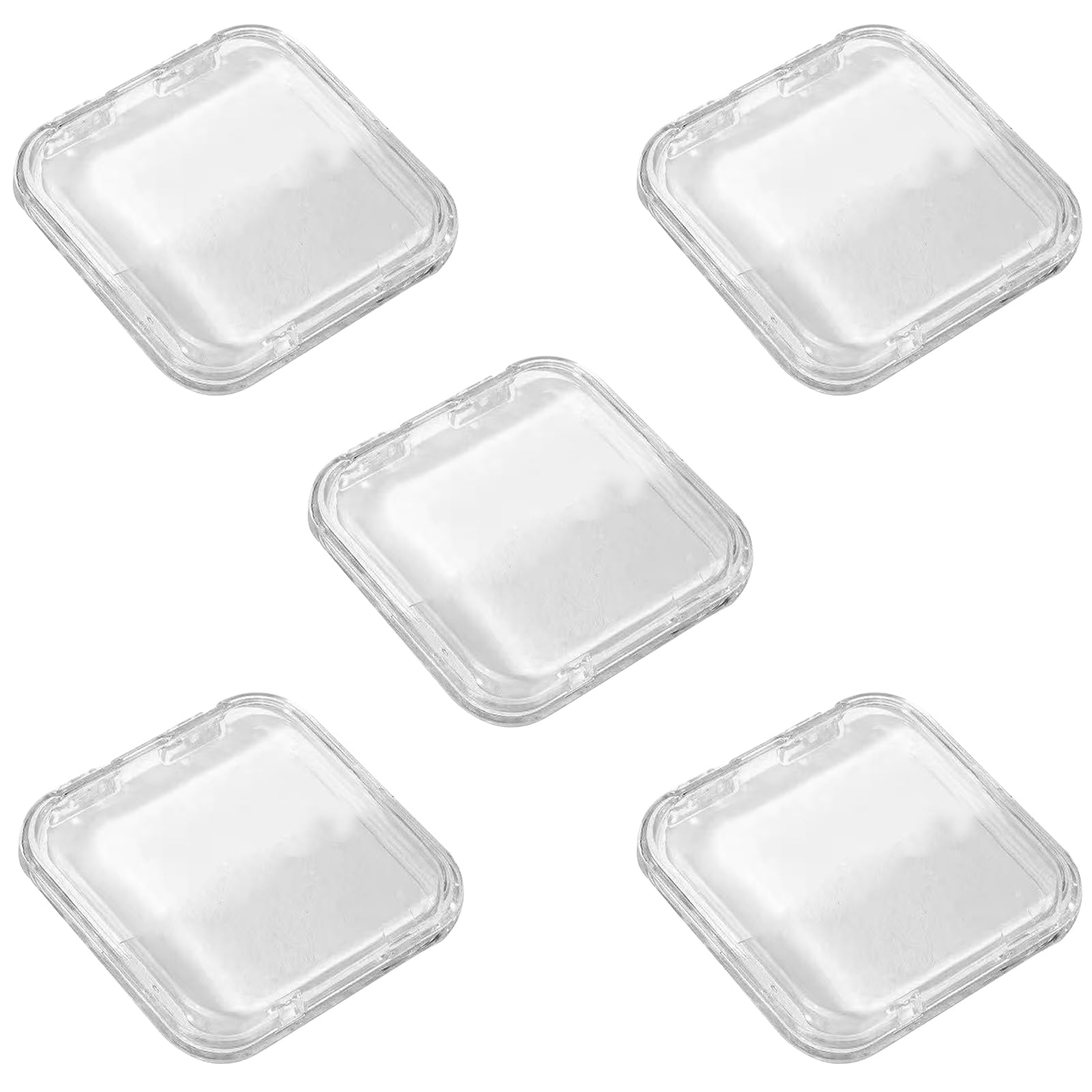 Leliafleury 5Pcs Press on Nail Storage Box 75 * 75 * 16mm Plastic Nail Packaging Boxes Nail Display Storage Case for Home Salon Supplies, Transparent