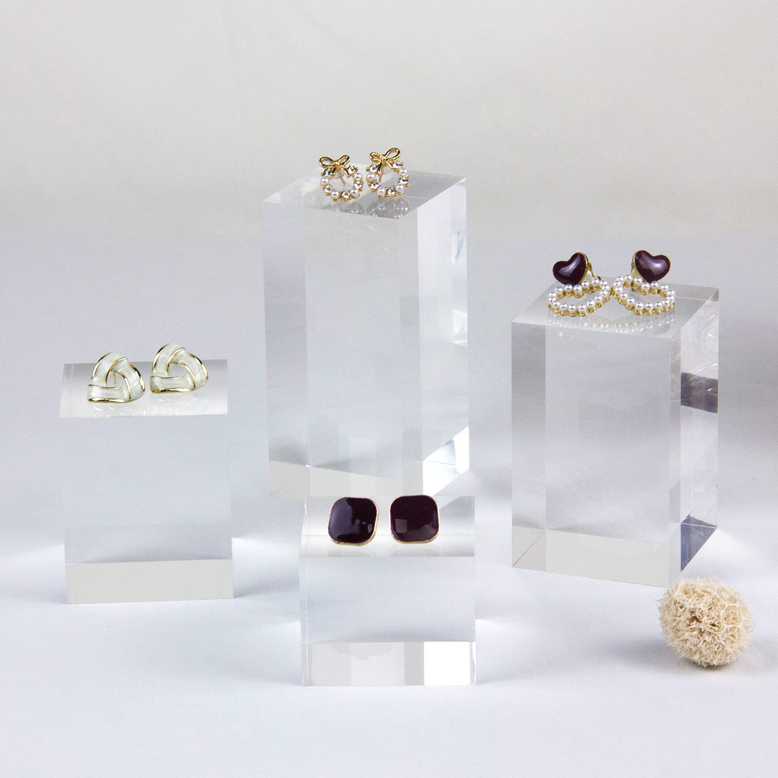 Kcgani Transparent Acrylic Display Blocks, 4pcs (Cube, Cylinder, Round) - Professional Photography Props & Small Item Display Stands