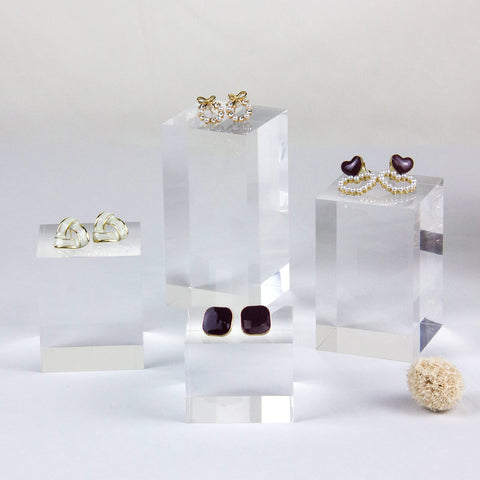 Kcgani Transparent Acrylic Display Blocks, 4pcs (Cube, Cylinder, Round) - Professional Photography Props & Small Item Display Stands