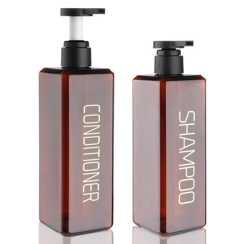 Hokretme Shampoo and Conditioner Dispenser 2 Pack 550ml Shower Soap Bottles Refillable Shampoo Pump Bottle Dispenser Plastic Empty Body Wash