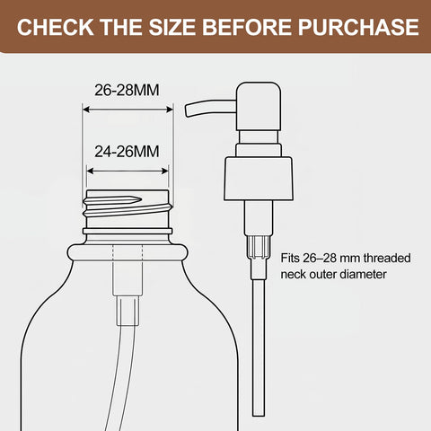 Pollock Pump Dispenser Stainless Steel, Replacement for Standard Neck Size - 26-28 mm Thread Fits Most Hand Soap Dispenser (Black)