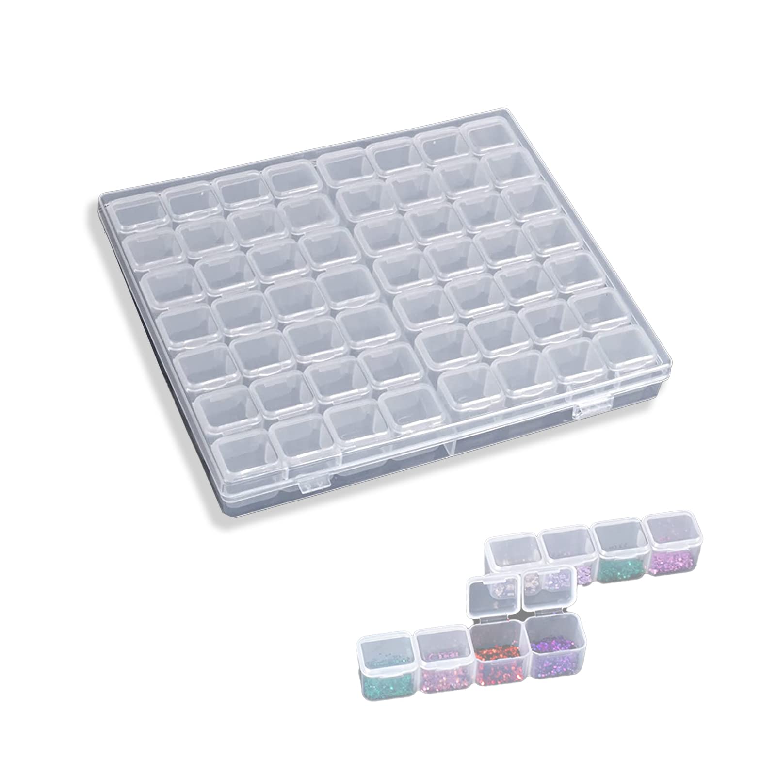 56 Grids Pearl Diamond Storage Box, Plastic Bead Compartment, Transparent Jewellery Container
