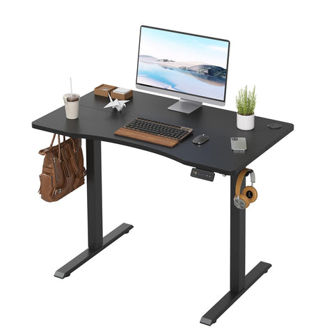 Farini U-Shaped Ergonomic Electric Standing Desk, 100x60cm, Height Adjustable Sit to Stand Desk with Memory Keypad & Headphone Hook for Home and
