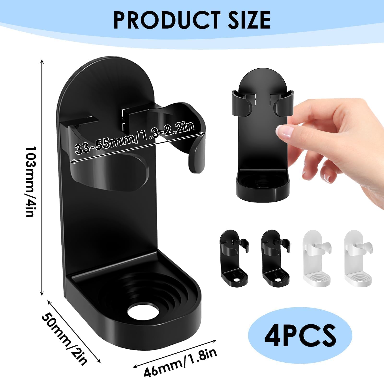Electric Toothbrush Holder Wall Mounted, 4 Pack Self Adhesive Toothbrush Holders for Bathroom