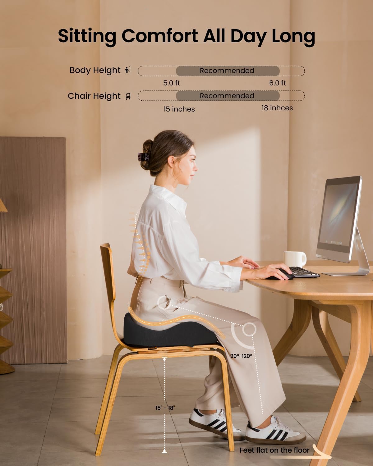 ProtoArc Ergonomic Coccyx Seat Cushion for Office Desk Chair