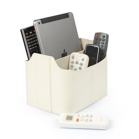 LONDO Leather Remote Control Organizer Caddy with Tablet Holder - 4 Pockets - Fits Apple TV, Roku, iPad