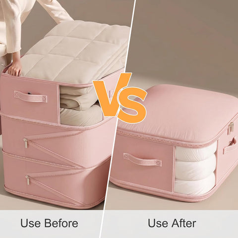 2Pack Compression Comforter Space Saving Bag - 136L Each 3 Layer Moistureproof Storage Bags with Dual Zips Washable Polyester Mouldproof Organiser
