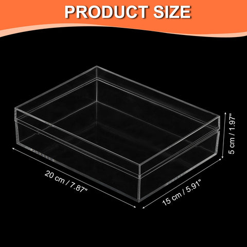PATIKIL Acrylic Box with Lid 7.87" x 5.91" x 1.97", Clear Acrylic Display Boxes Plastic Square Cube Containers Storage Organizer for Candy Tiny