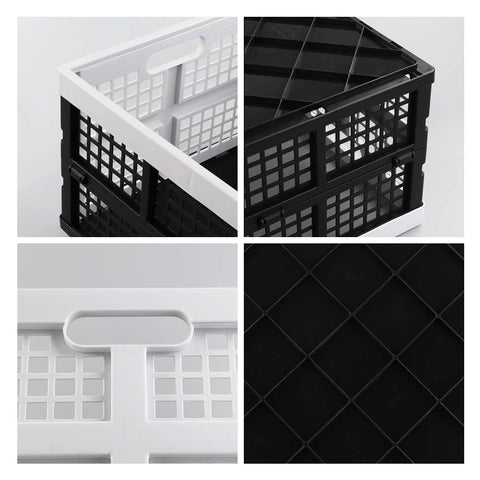 Hespama 35L Folding Crates, Plastic Collapsible Milk Crate Baskets 2 Packs